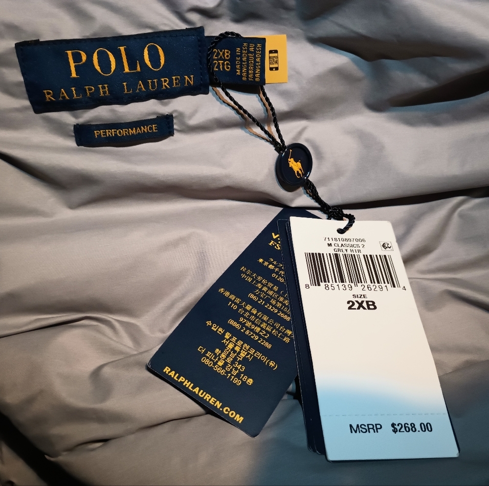 $268 Men’s Polo Ralph Lauren Grey Classics Puffer Bomber Jacket Coat 2X 2XL 2XB - Picture 10 of 15